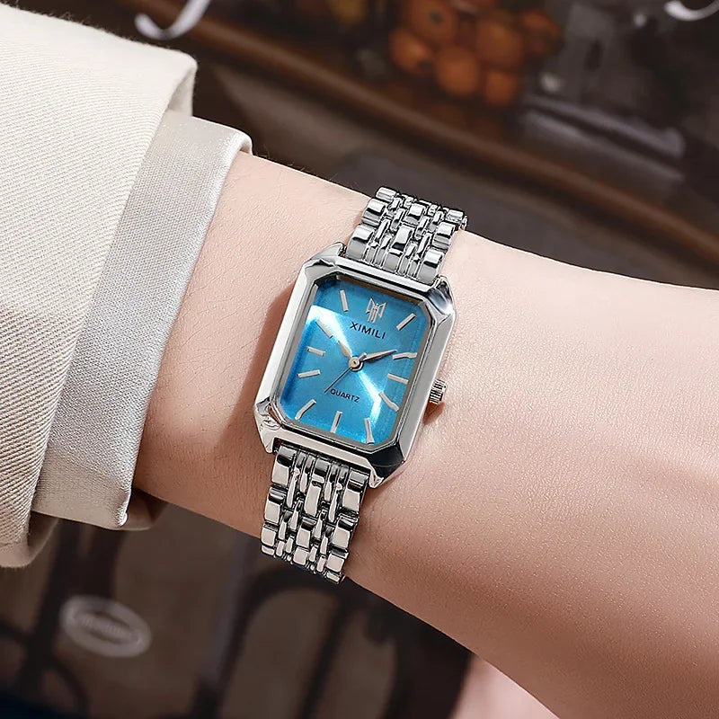 Montre Femme 2024 - Bracelet en Acier Inoxydable & Cadran Carré Quartz