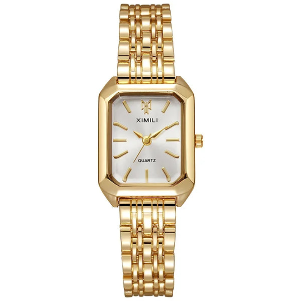 Montre Femme 2024 - Bracelet Acier Inoxydable, Cadran Carré Quartz Élégant